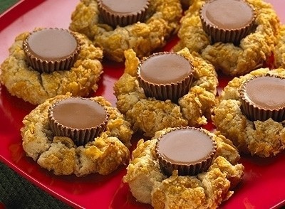 Peanut Butter Cup Corn Flake Cookies
