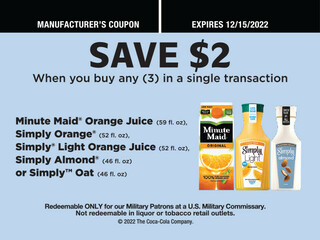 Save $2.00 on 3 Minute Maid, Simply Orange, Almond or Oat