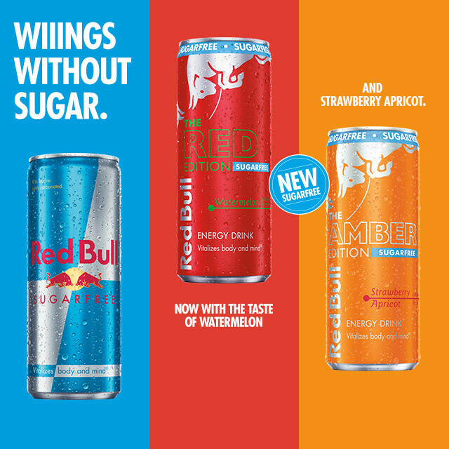 Try the NEW Red Bull Sugarfree Edition Amber and Watermelon TODAY