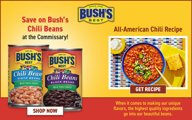 Save on Bush's Chili Beans at the Commissry